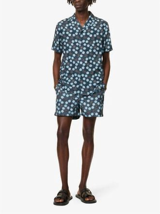 Orlebar Brown Hibbert Daisy Printed Short Sleeve Shirt In Springfield Blue
