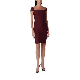 Rotate Rotate Birger Christensen - Midi Gebreide Jurk - Dames - Jurken - Rood - Maat: XS Leer