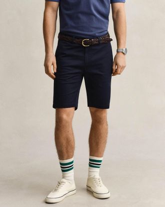 GANT Mens Slim Fit Chino Shorts in Dark Blue Cotton - Size 34 (Waist)