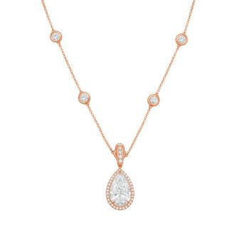 Diana M. Jewels 14kt Rose gold Lab Grown 6.00 ct Pear Diamond Halo Pendant With Bail