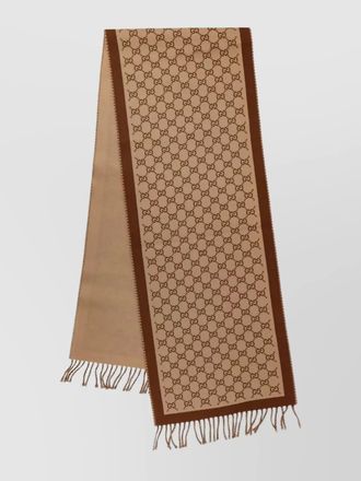 Gucci reversible wool scarf featuring fringe detailing