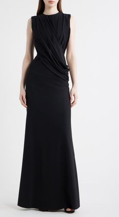 La Petite Robe Di Chiara Boni Frozy Ruched Sleeveless Gown in 37 Black at Nordstrom, Size 10 Us