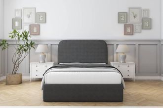 Sloomy Belvoir Dumfries Bed Frame With 45 Upholstered Headboard in Dark Grey | Size: Single