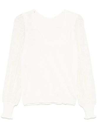 Twin-Set Trui met kanten mouwen - Beige