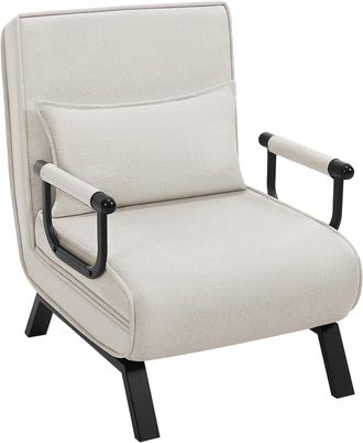Woltu Poltrona Letto Singolo Con Con Schienale Regolabile In 5 Posizioni Regolabile, Beige - Woltu
