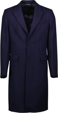 Dior Lange Jas met Knoopceintuur - Heren - Mantel - Blauw - M - Wol - Jassen