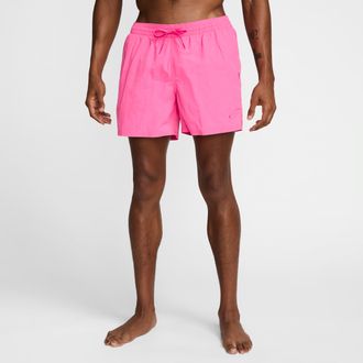 Nike Mens Swim Breaker Icon 5 Brief-Lined Volley Shorts in Pink | NESSF495-656