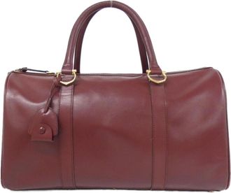 Cartier Bordeaux Leather Boston Bag (Pre-Owned)