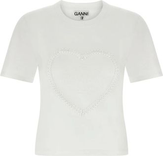 Ganni Dames, Tops, Wit, Maat: M Katoen