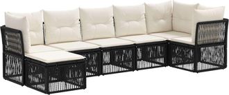 vidaXL Conjunto De Sof&aacute;s De Jard&iacute;n 7 Uds. Negro Rat&aacute;n Sint&eacute;tico Vidaxl