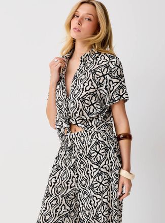 Vero Moda Womens Wrinkled texture tie-up cropped blouse