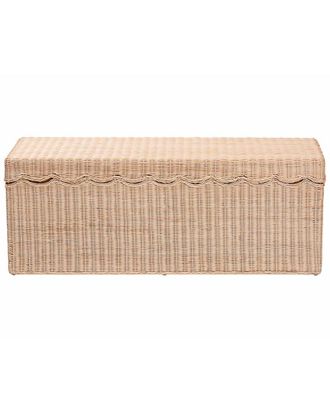 Baxton Studio Damita Scallop Rattan Chest With Lift-Top Lid