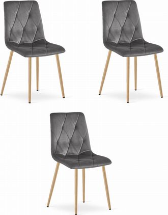 OEM Silla Libra - Terciopelo Gris Oscuro / Patas Color Madera X 3