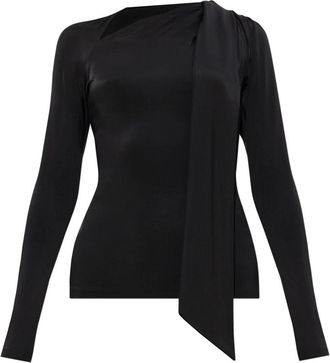 Victoria Beckham Top met decoratieve achterdetail - Dames - Blouses - Zwart - 2XS - Satijn - Overhemden