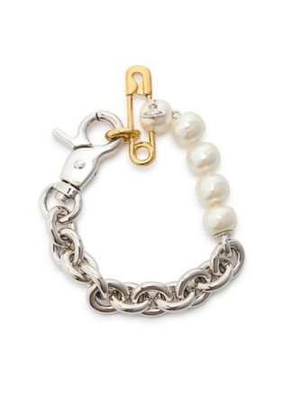 Vivienne Westwood Claude Pearl and Chain Bracelet - Silver - M