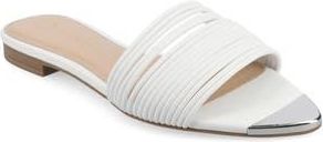 Journee Collection Feather Faux Leather Slide Sandal in White at Nordstrom Rack, Size 8.5