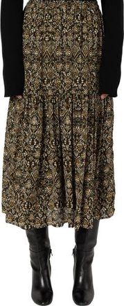 Gerard Darel Billie Flared Printed Midi Skirt in Medium Khaki at Nordstrom, Size X-Large