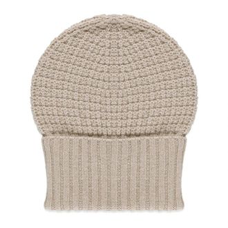 Fabiana Filippi Wollen en zijden muts met pailletten - Dames - Hoeden - Beige - ONE Size - Wol - Accessoires