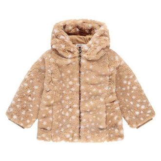 Babyface Deer Print Faux Fur Jacket in Nude at Nordstrom, Size 18M
