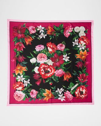 Dolce & Gabbana Floral Foulard Silk Scarf