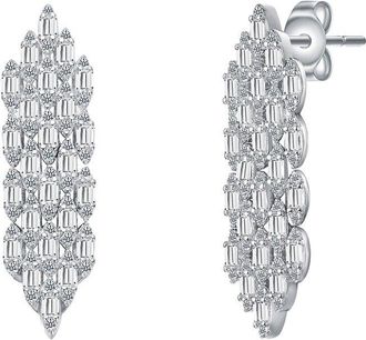 Genevive Silver Cz Statement Earrings