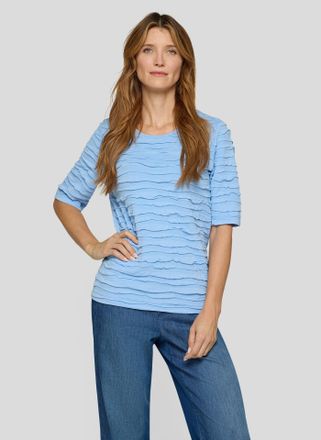 Rabe T-Shirt RABE, Damen, Gr. 36, ozean, Jersey, Obermaterial: 68% Viskose, 28% Polyester, 4% Elasthan, Strukturmuster, regular fit normal, Rundhals, Shirt