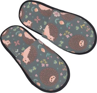 Generic Cute Hedgehog And Flowers Unisex House Shoes Soft House Slippers Lightweight Shoes For Winter Outdoor Bedroom M