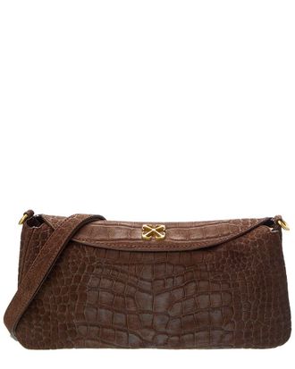 Off-white Jitney Croc-Embossed Suede Shoulder Bag