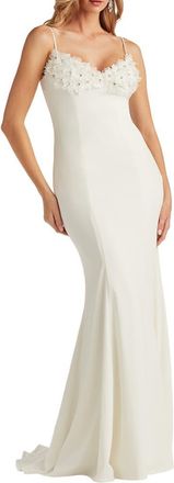Tadashi Shoji 3D Flower Mermaid Gown in Ivory at Nordstrom, Size 10