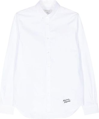 Maison Kitsun&eacute; logo-embroidered cotton shirt - men - Cotton - L - White