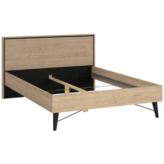 Dmora Letto piazza e mezza Zocca, Sommier per camera da letto, Giroletto per stanza, Struttura porta materasso, 207x153 h91 cm, Rovere - Dmora