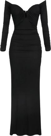 Elisabetta Franchi off-shoulder ruched dress - women - Viscose/Elastane - 38 - Black