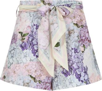 Zimmermann Short Shorts, female, Multicolor, Size: S Dawning Flat Front Shorts