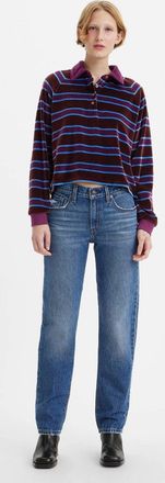 Levi's Womens Levis Middy Jeans Blue Denim Dark Wash Straight Leg Zip Fly GBO2230