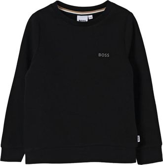 HUGO BOSS Kids Sweatshirts, male, Black, 14 Y, Black Crew Neck Jumper Cotton