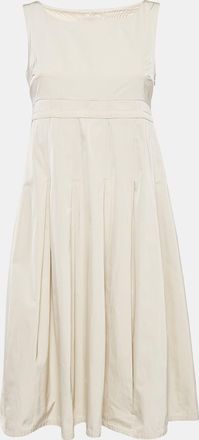 Max Mara Smax Mara Beige Cotton Blend Pleated Sleeveless Dress