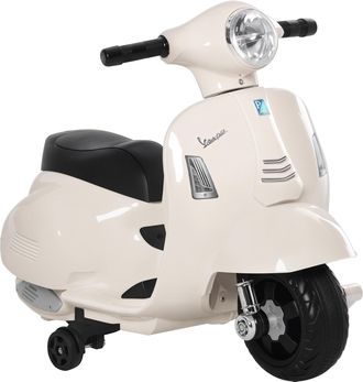 OEM Motocicleta Infantil Con Faro Bocina Y 4 Ruedas Moto El&eacute;ctrica Vespa Para Ni&ntilde;os Con Licencia 66,5x38x52 Cm Blanco