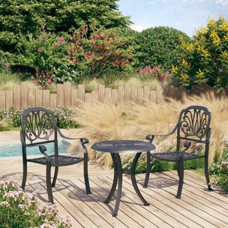 vidaXL Mesa Y Sillas De Bistr&oacute; 3 Piezas Aluminio Fundido Negro Vidaxl