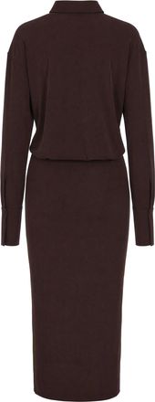 Andamane Womens Midi Dress With Draped Cowl Neck Dark Brown Polyester Evening Suits