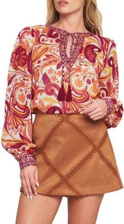 Flying Tomato Long Sleeve Print Top in Ivory Purple at Nordstrom Rack, Size Medium