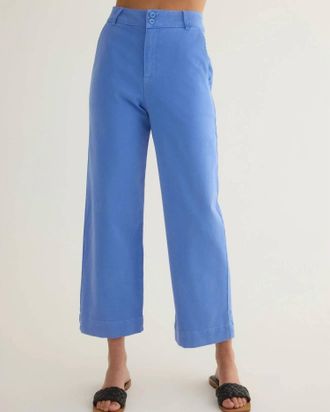 Bella Dahl Saige Wide Leg Crop Pants In Portofino Blue