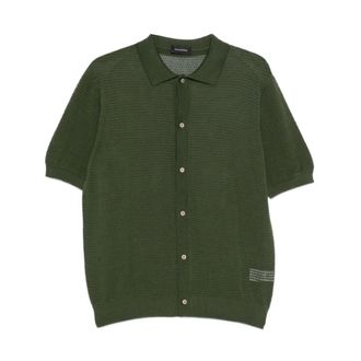 Tagliatore Short Sleeve Shirts, male, Green, Size: XL Camicia in maglia lavorata mezza manica