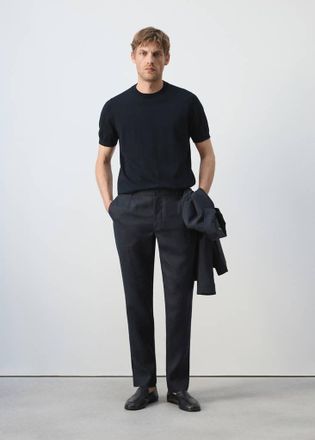 Mango Maglietta 100% cotone maglia sottile blu notte - Uomo - XXL - MANGO MAN