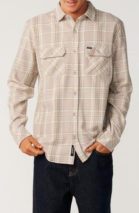 Rip Curl Griffin Plaid Cotton Flannel Button-Up Shirt in Stone at Nordstrom, Size Xx-Large