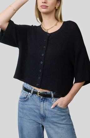 Blu Pepper Three-Quarter Sleeve Cardigan in Black at Nordstrom Rack, Size Medium