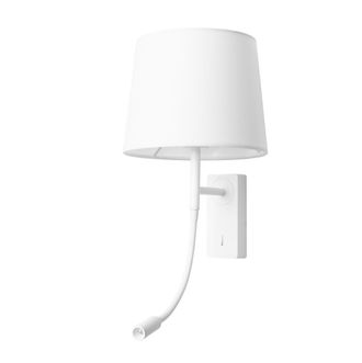 Forlight Forlight Janet - Aplique De Pared Para Dormitorio E27 Luz De Lectura Led Blanco C&aacute;lido 3000k. Aluminio Blanco Pantalla De Textil