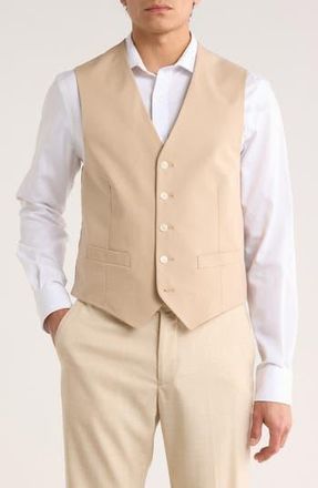 Tommy Hilfiger Stretch Cotton Tuxedo Vest in Khaki Plain at Nordstrom Rack, Size Xxx-Large