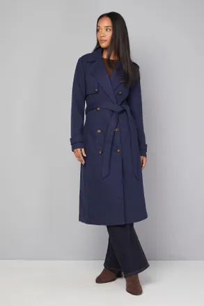Wallis Womens Twill Trench Coat - Navy - Size 16 UK