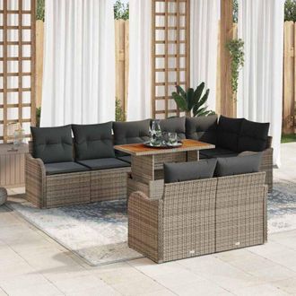 vidaXL Vidaxl - Conjunto De Sof&aacute; De Jard&iacute;n Manual 9 Pcs Gris 100 X 55 X 73 Cm