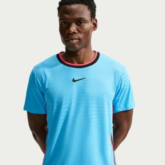 Nike Mens Court Slam Aero-FIT Short-Sleeve Tennis Top in Blue | IM5783-416